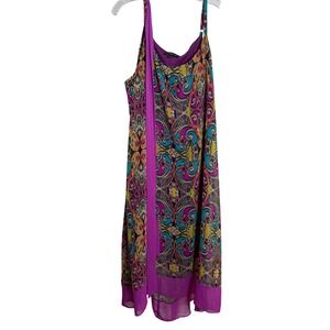 Lane Bryant Dress Womens‎ 18/20 Purple Paisley Chiffon Overlay Boho Midi Lined